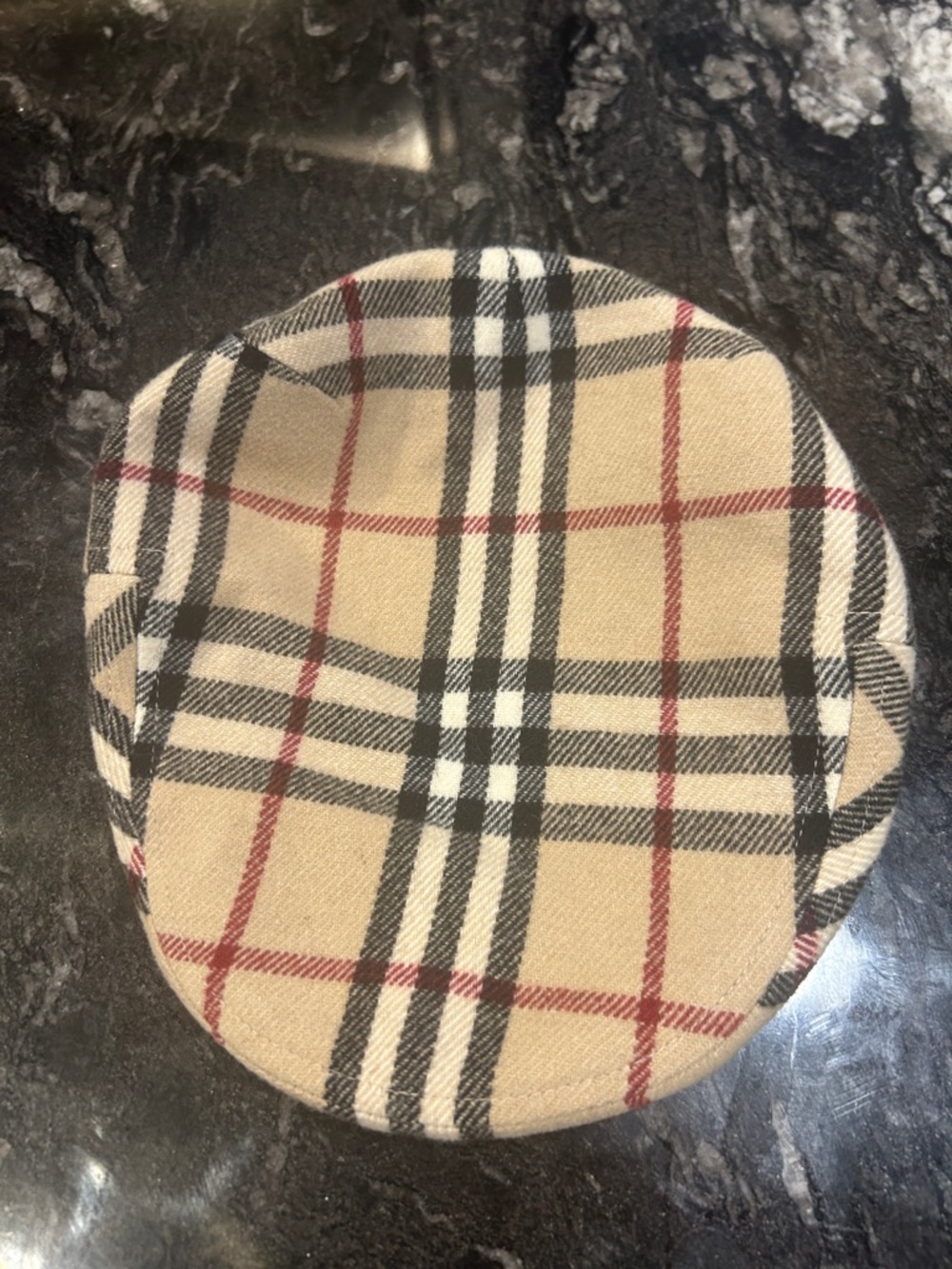 Burberry Beige Tartan Cap / hat with Black and Red Accents